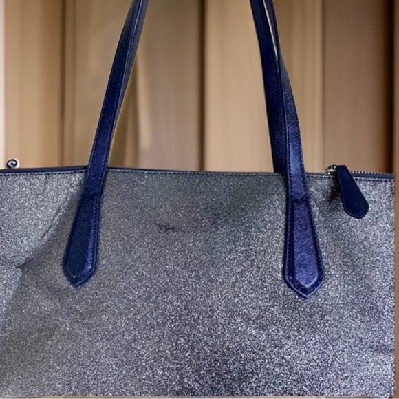 Kate Spade Lola Joely Glitter Tote Bag Large in Dusk Navy in GUC - Picture 6 of 10
